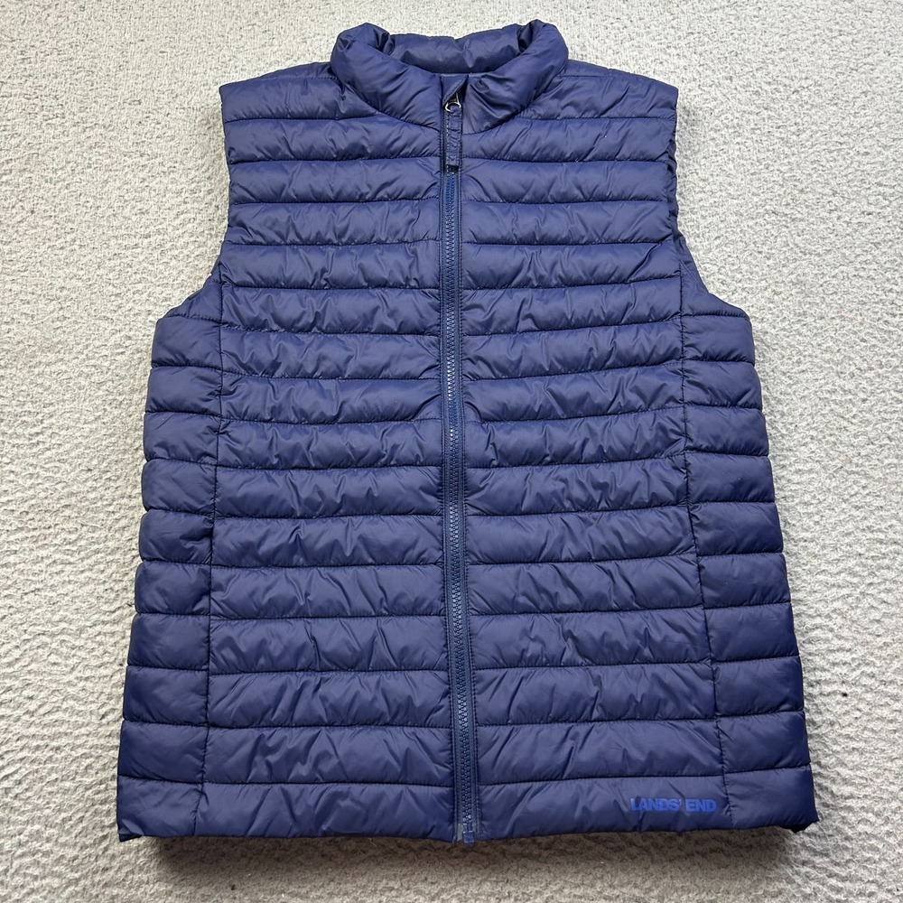 Lands End Vest Kids Blue Insulated Alternative ThermoPlume Packable Size XL